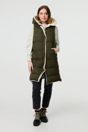 Green | Reversible Faux Fur Padded Hooded Gilet
