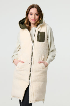 Green | Reversible Faux Fur Padded Hooded Gilet
