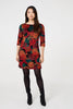 Orange | Abstract 3/4 Sleeve Short Shift Dress
