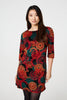 Orange | Abstract 3/4 Sleeve Short Shift Dress
