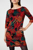 Orange | Abstract 3/4 Sleeve Short Shift Dress
