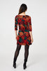 Orange | Abstract 3/4 Sleeve Short Shift Dress
