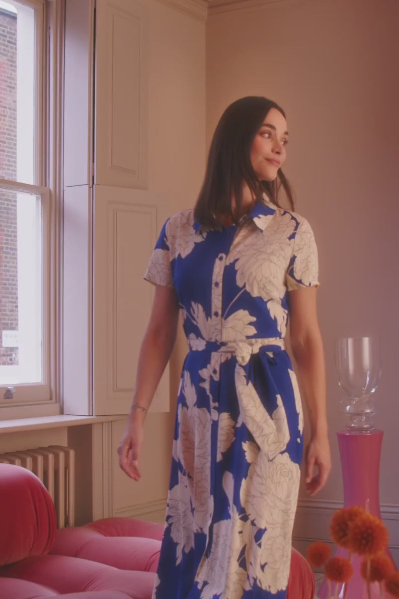 Blue | Floral Tailored Shirt Dress