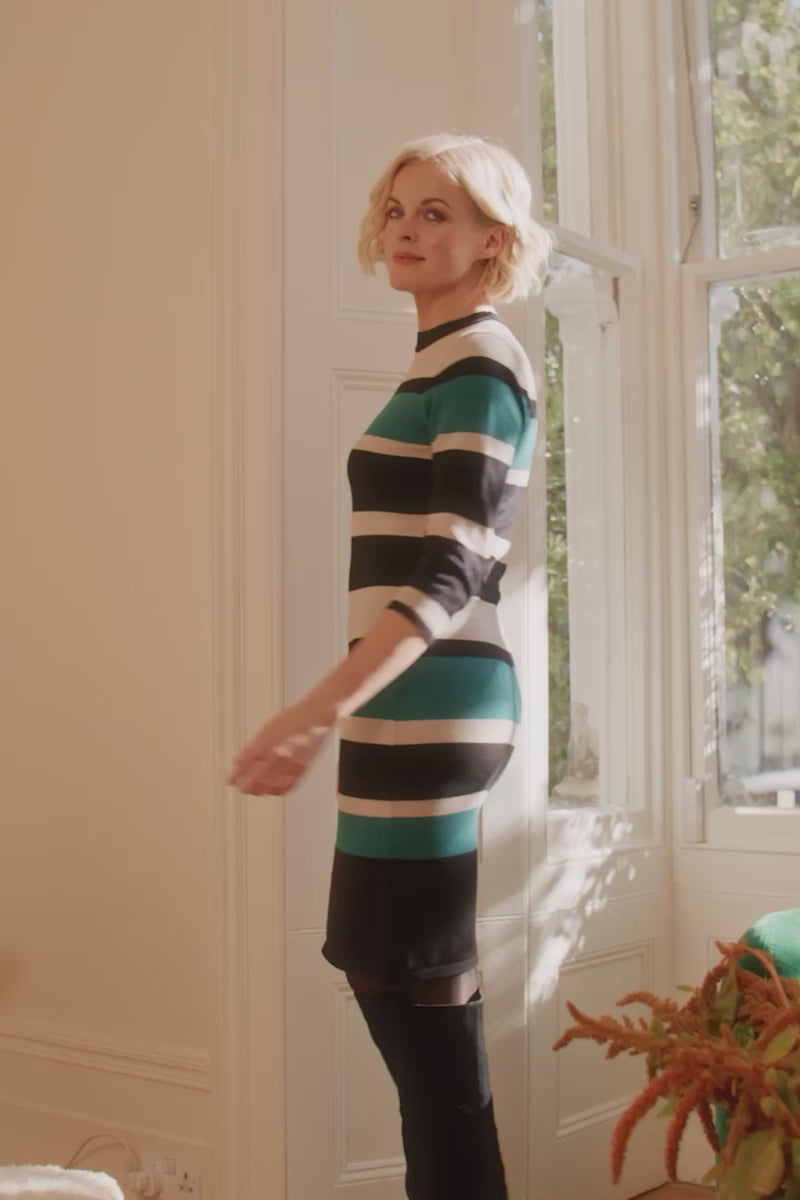 Black | Striped Bodycon Short Knit Dress