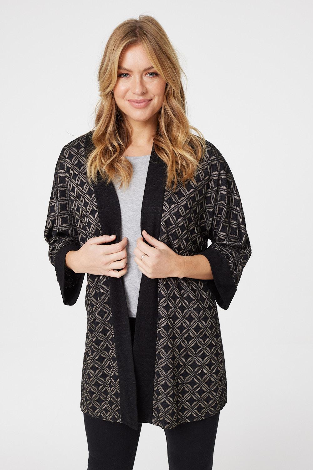 Printed open front cardigan online