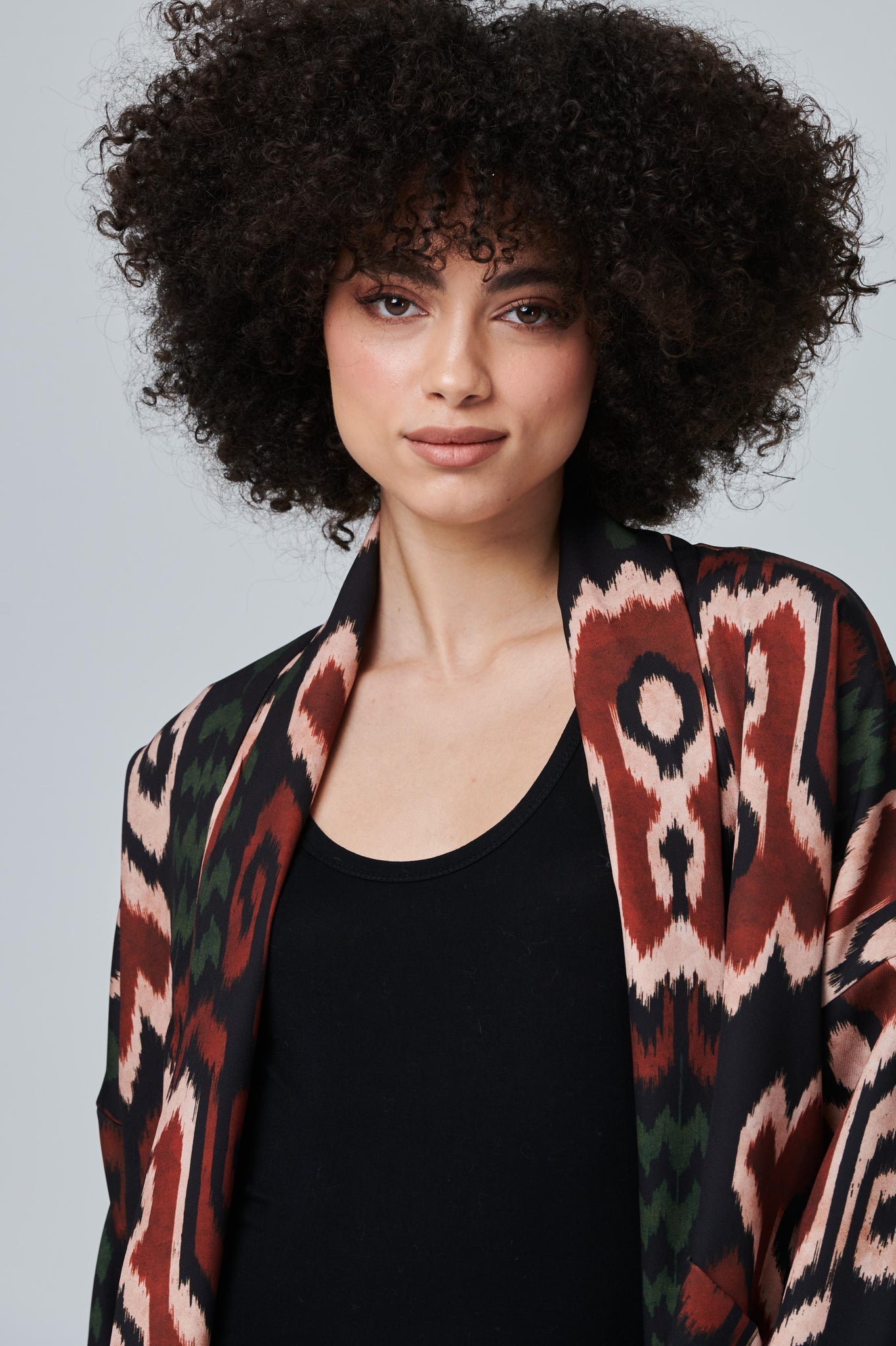 Beige | Printed Open Front Cardigan