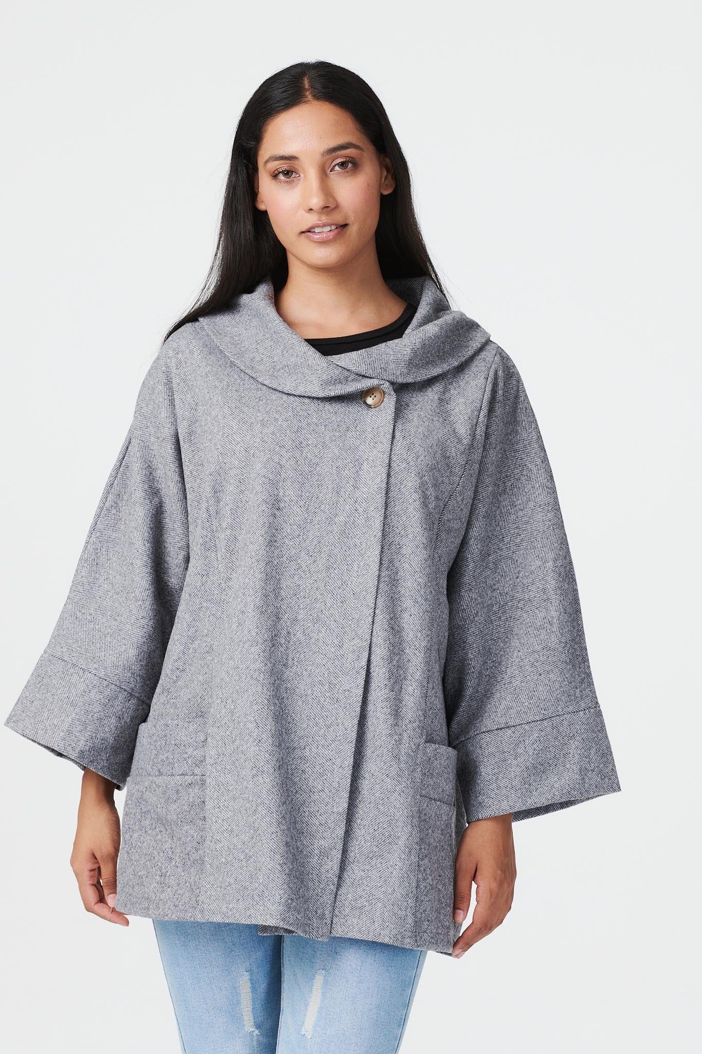 Grey | Oversized Raglan Sleeve Coat