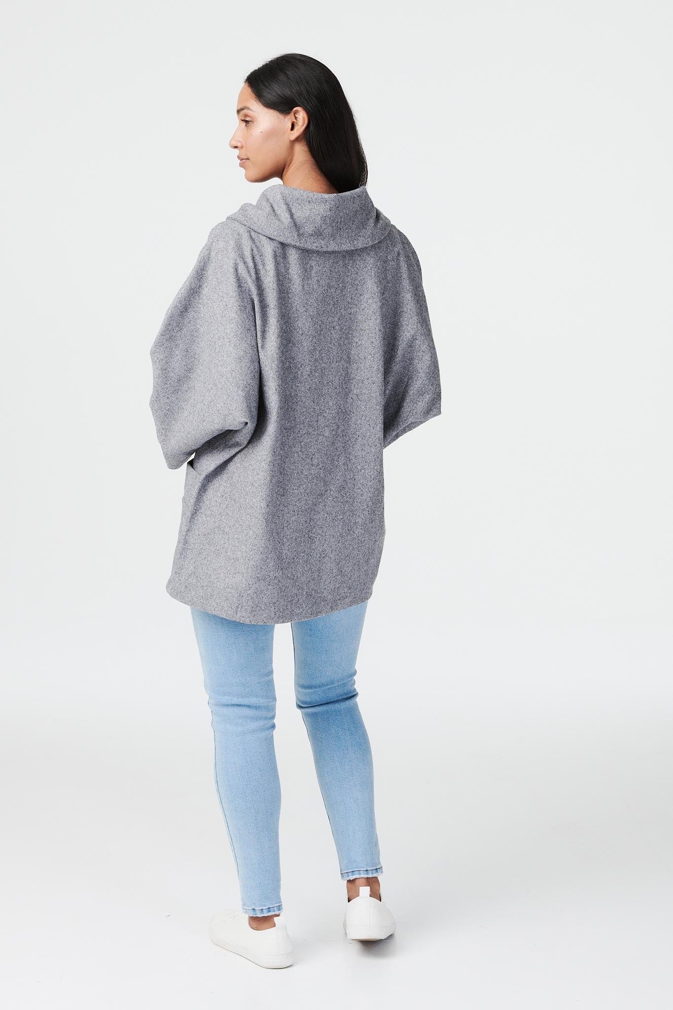 Grey | Oversized Raglan Sleeve Coat
