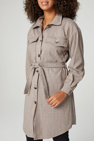 Beige | Belted Oversized Shacket