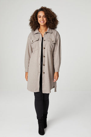 Beige | Belted Oversized Shacket