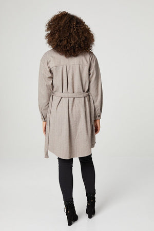 Beige | Belted Oversized Shacket