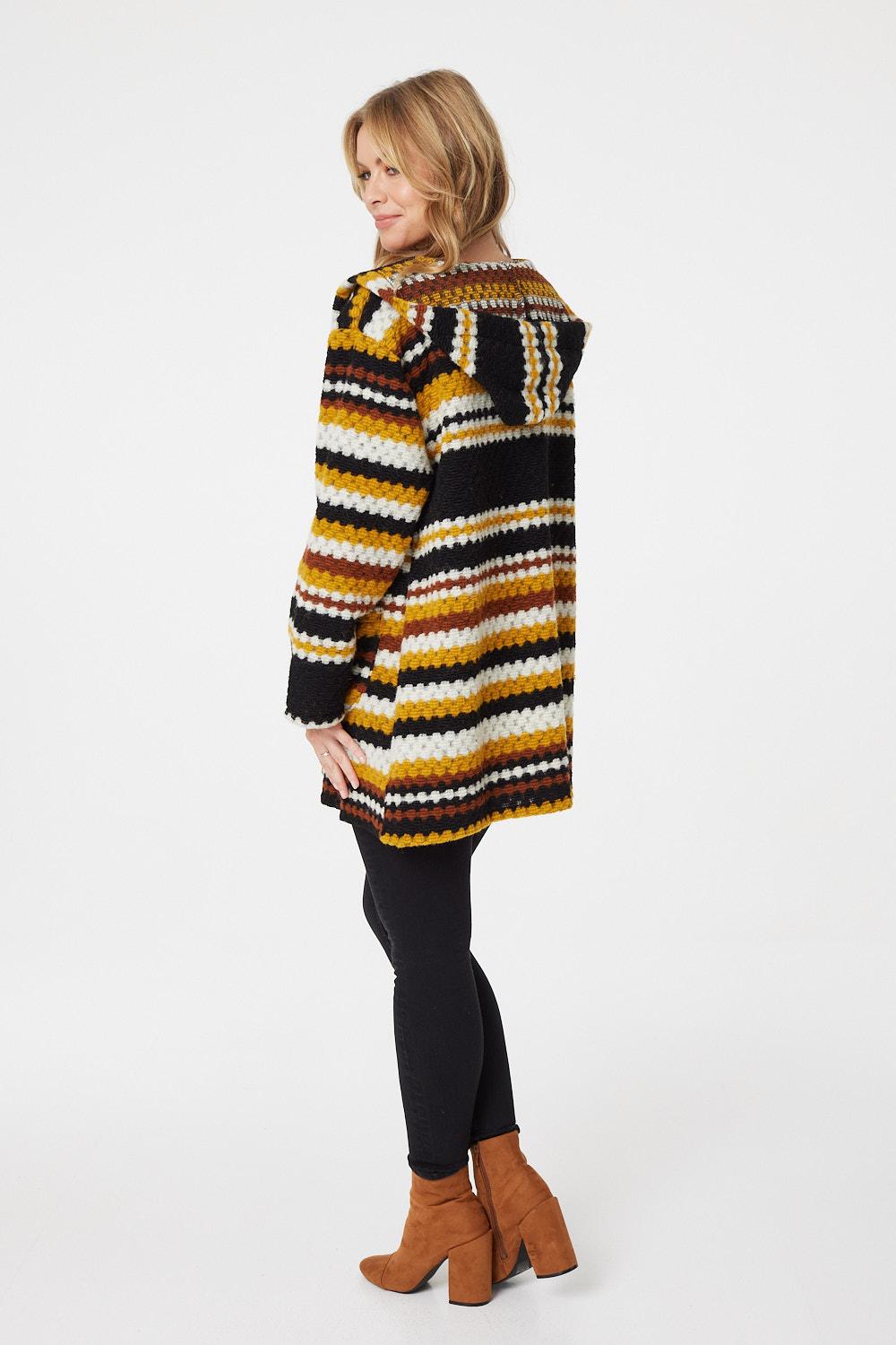 Yellow | Striped Button Front Coat