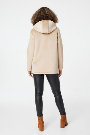 Cream | Suedette Hooded Coat
