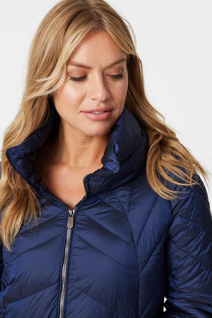 Navy | Padded Contrast Sleeve Coat