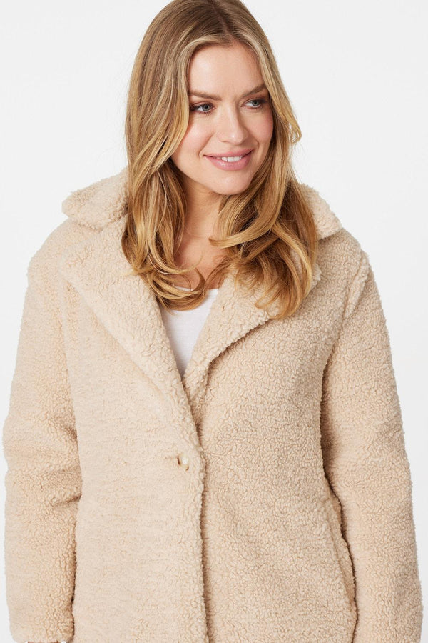 Beige | Teddy Faux Fur Relaxed Coat