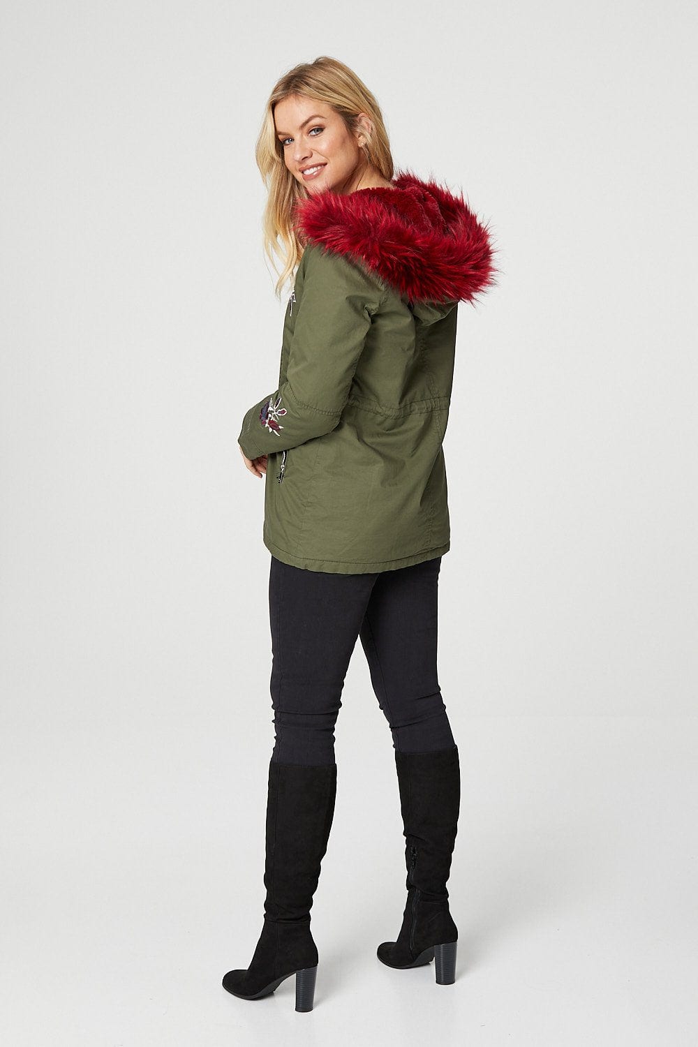 Khaki | Embroidered Parka Jacket