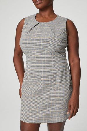 White | Curve Checked Shift Dress