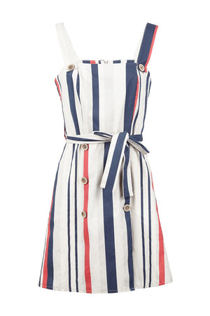 Navy | Striped Button Up Dress