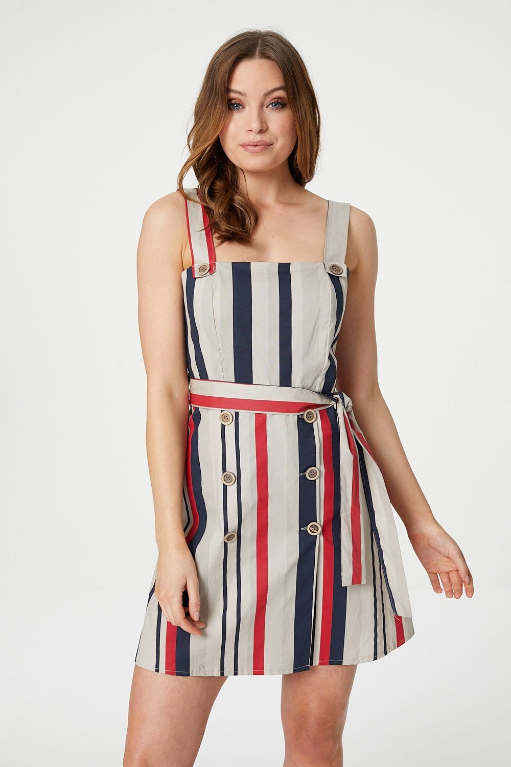 Navy | Striped Button Up Dress