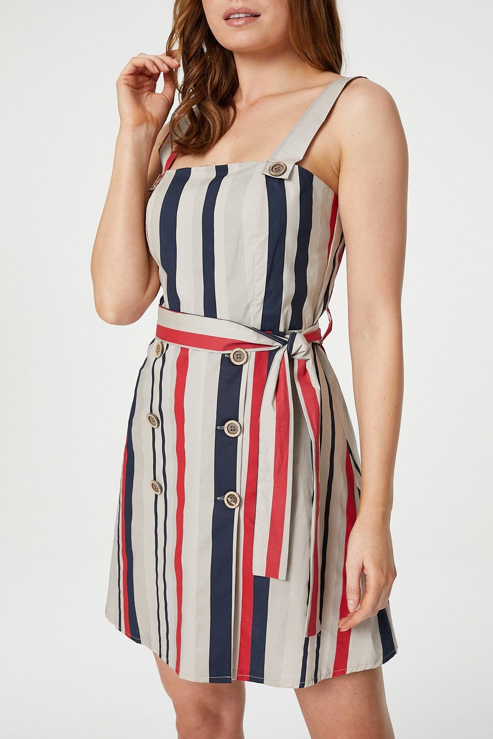 Navy | Striped Button Up Dress
