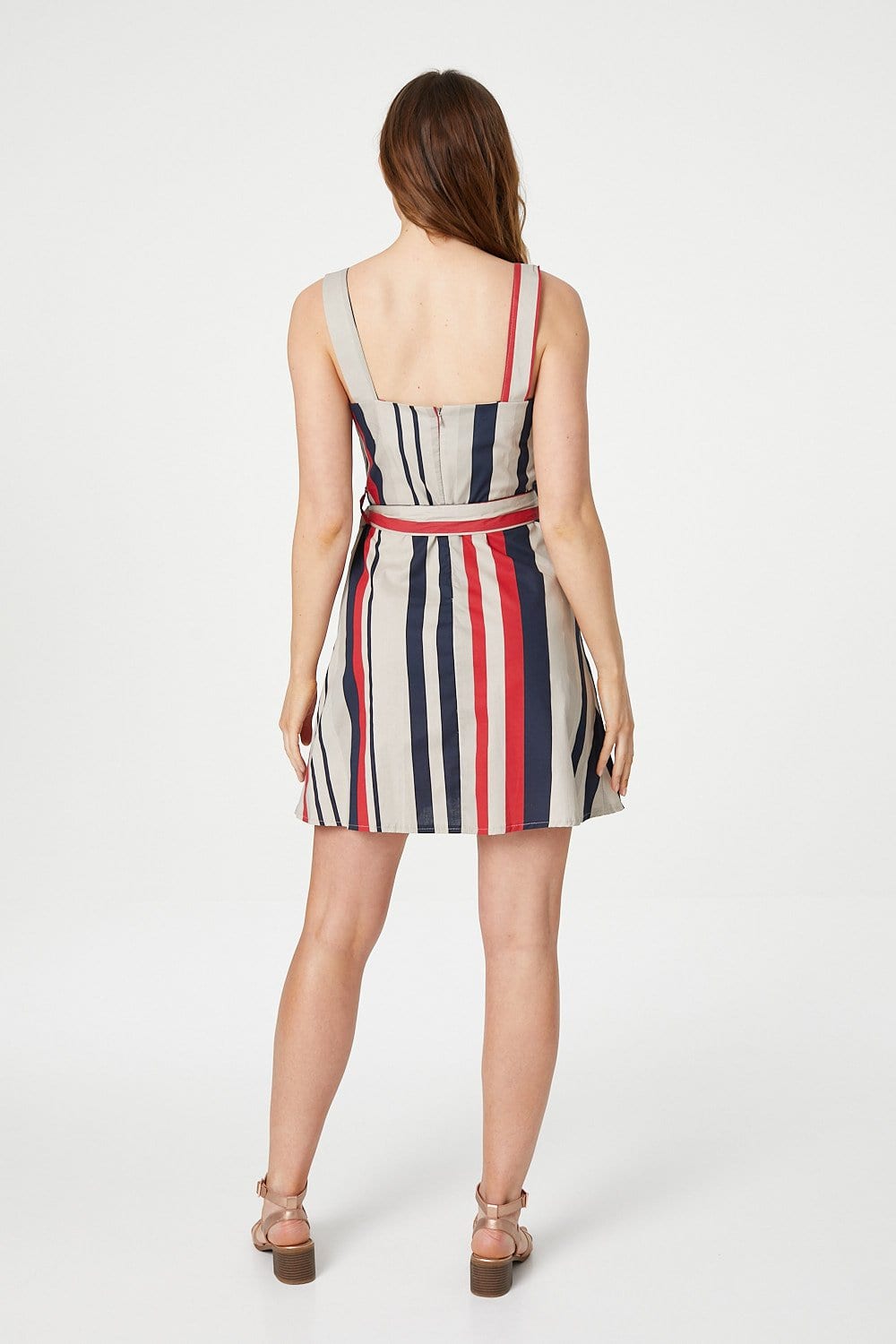 Navy | Striped Button Up Dress