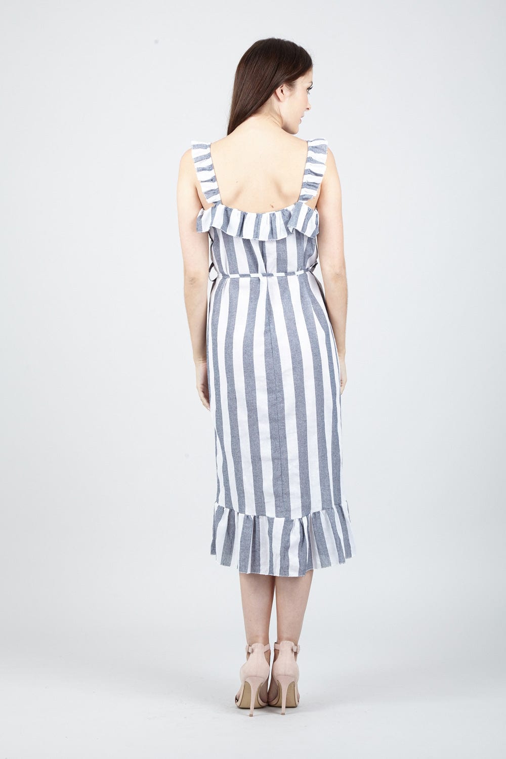 Grey | Striped Frill Dress