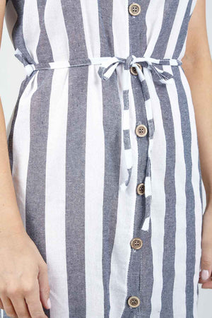 Grey | Striped Frill Dress