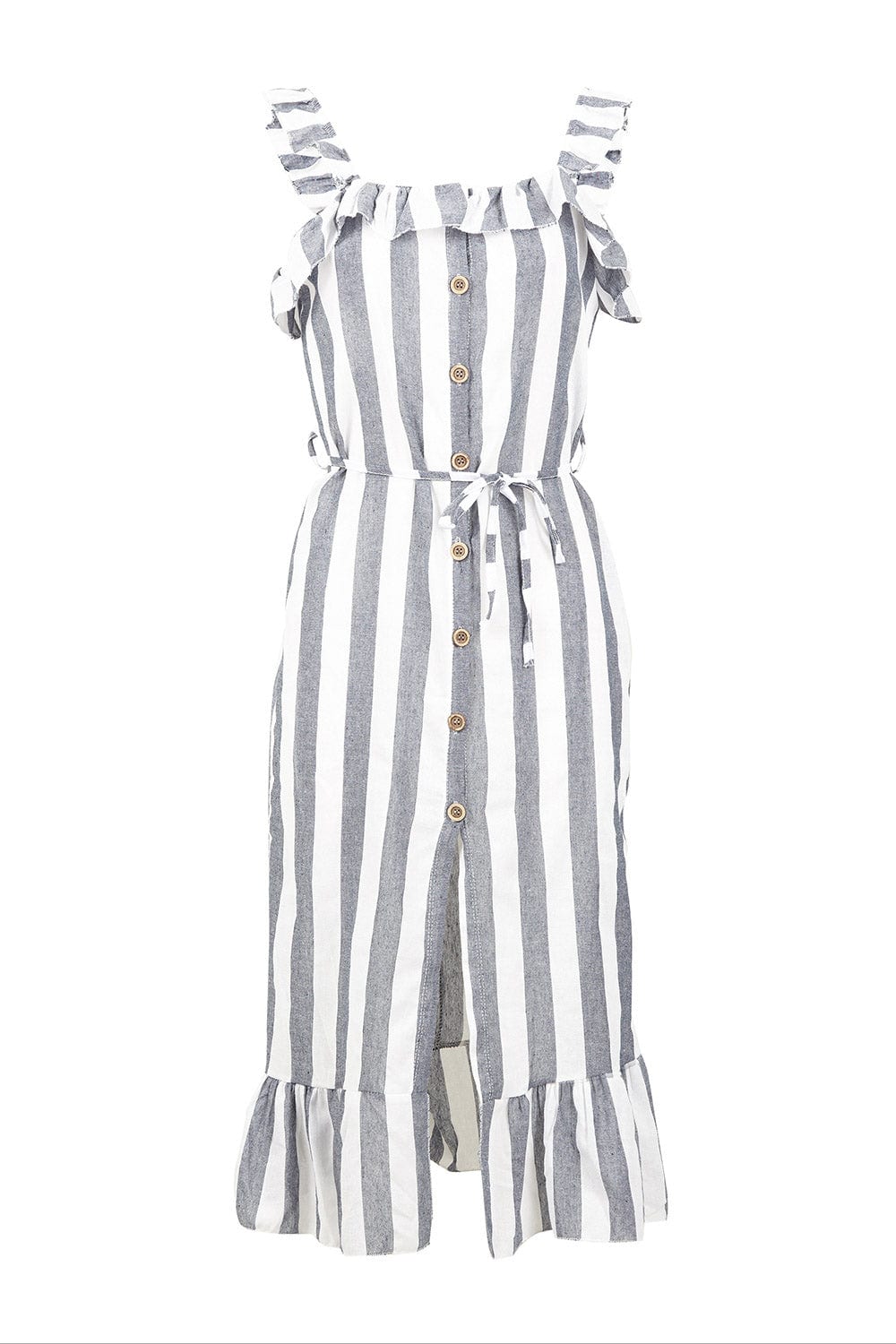 Grey | Striped Frill Dress