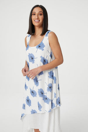 Blue | Floral Midi Tunic Dress