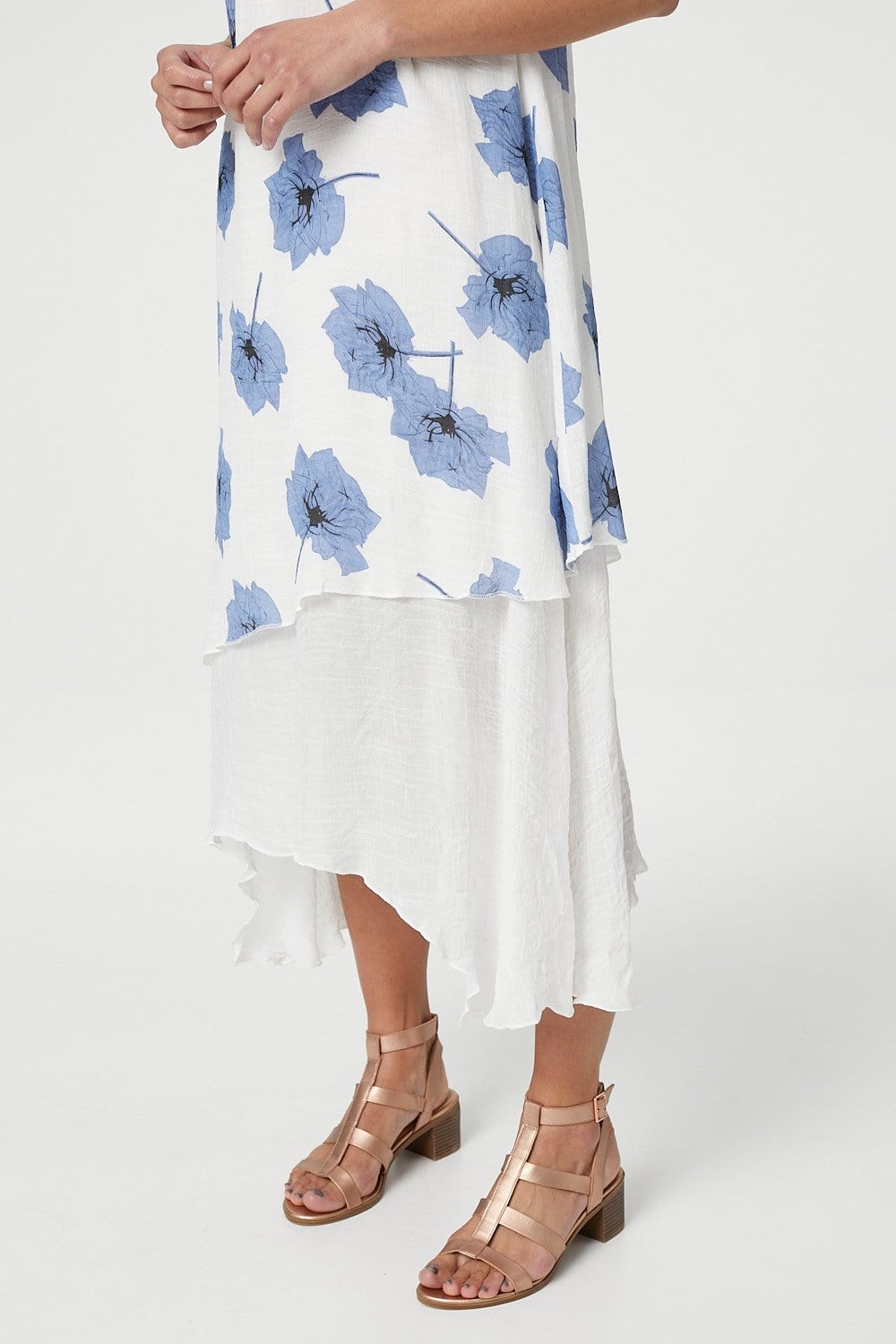 Blue | Floral Midi Tunic Dress