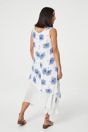 Blue | Floral Midi Tunic Dress