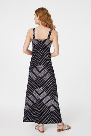 Black | Aztec Print Maxi Dress