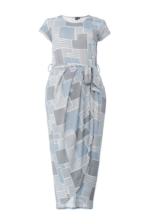 Grey | Curve Grid Print Midi Dress