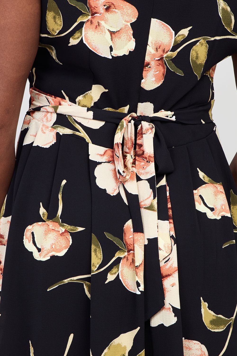 Black | Curve Floral Fit & Flare Dress