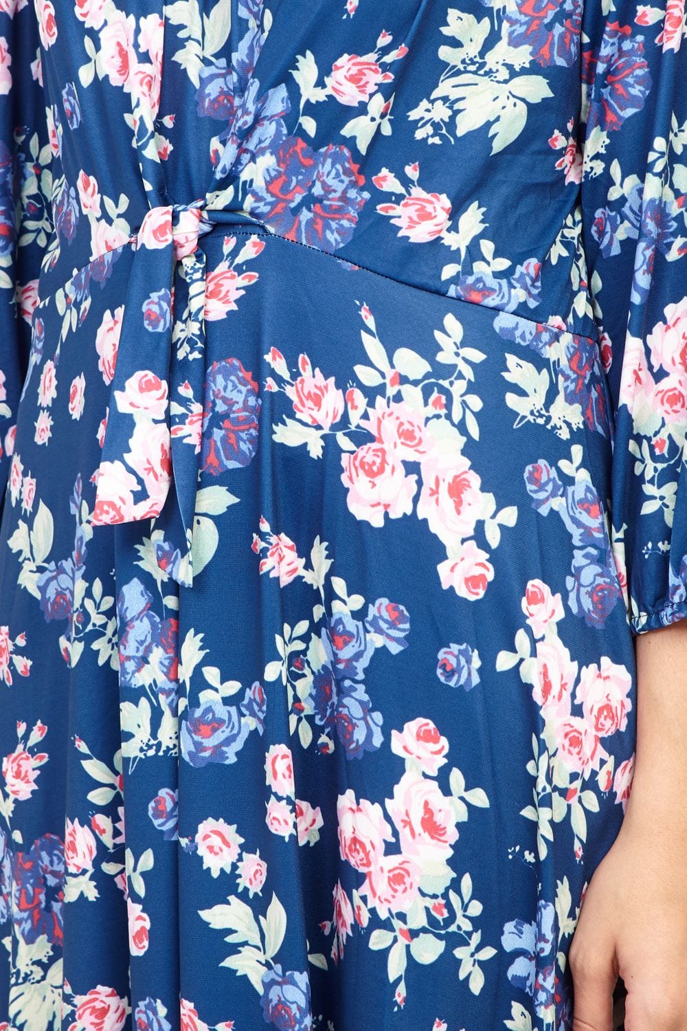 Navy | Curve Floral Tie Front Tea Dress