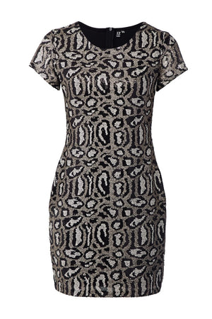 Silver | Animal Sequin Shift Dress