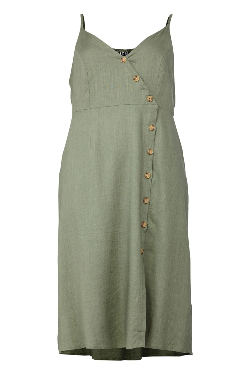 Green | Curve Button Front Cami Dress