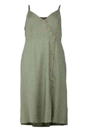 Green | Curve Button Front Cami Dress