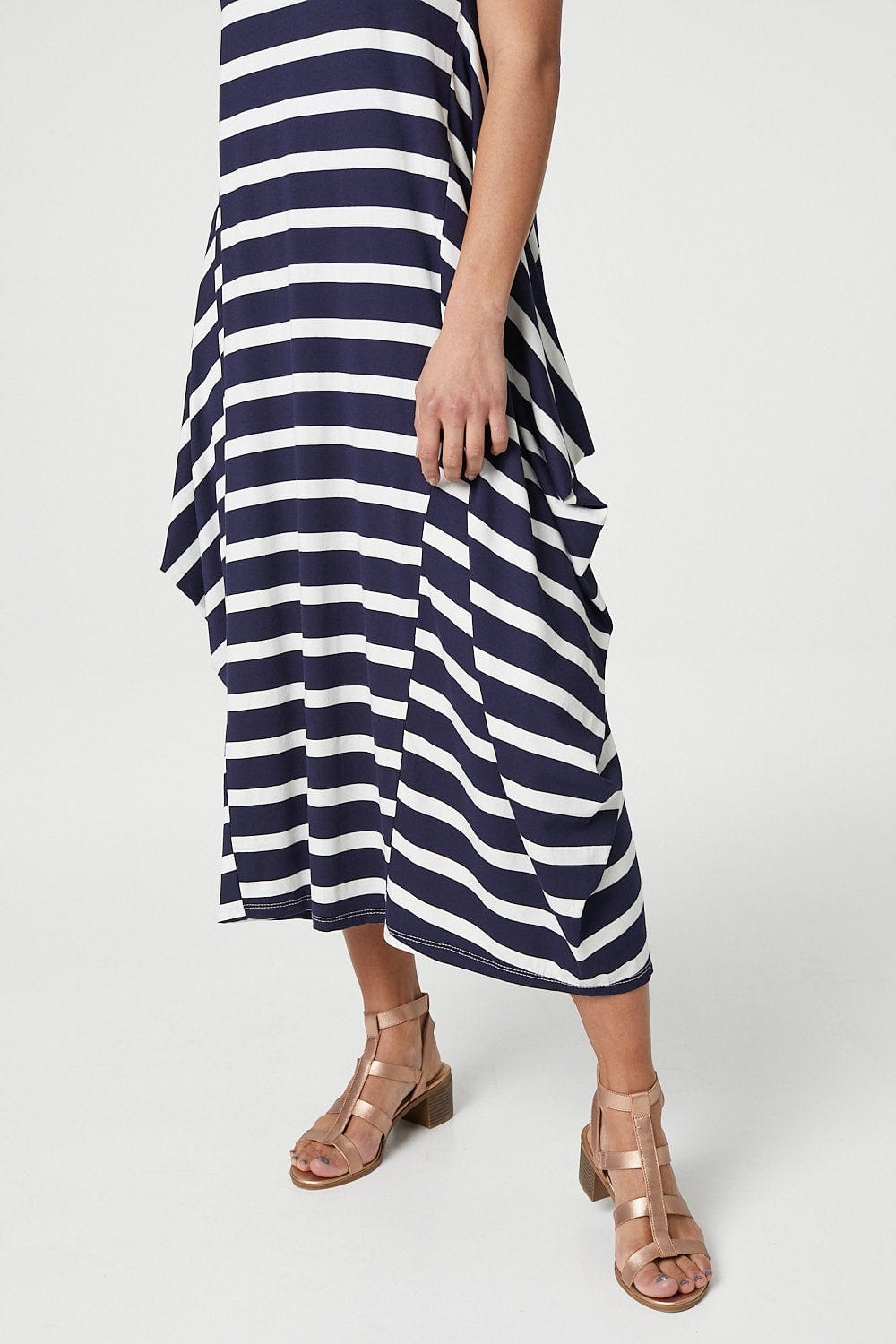 Navy | Striped Smock Midi Dress