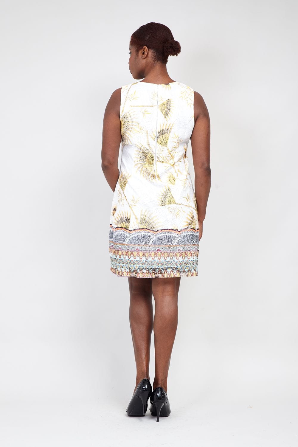 White | Curve Eastern Print Lace Shift Dress