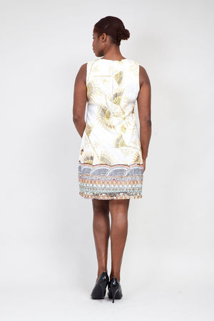 White | Curve Eastern Print Lace Shift Dress