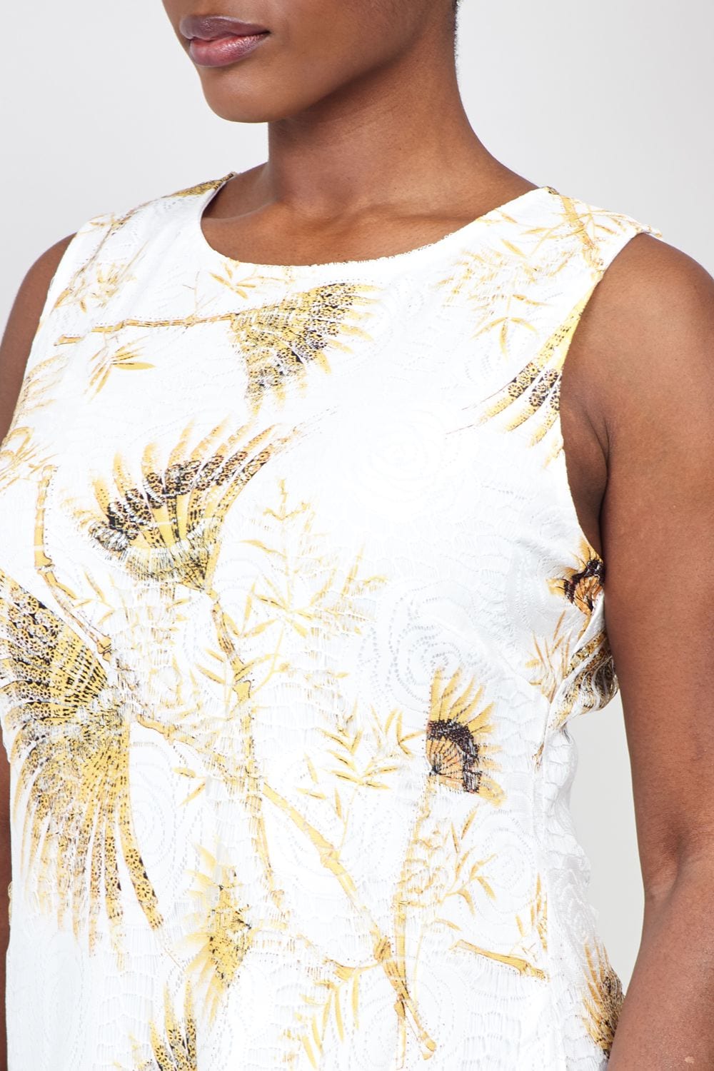 White | Curve Eastern Print Lace Shift Dress