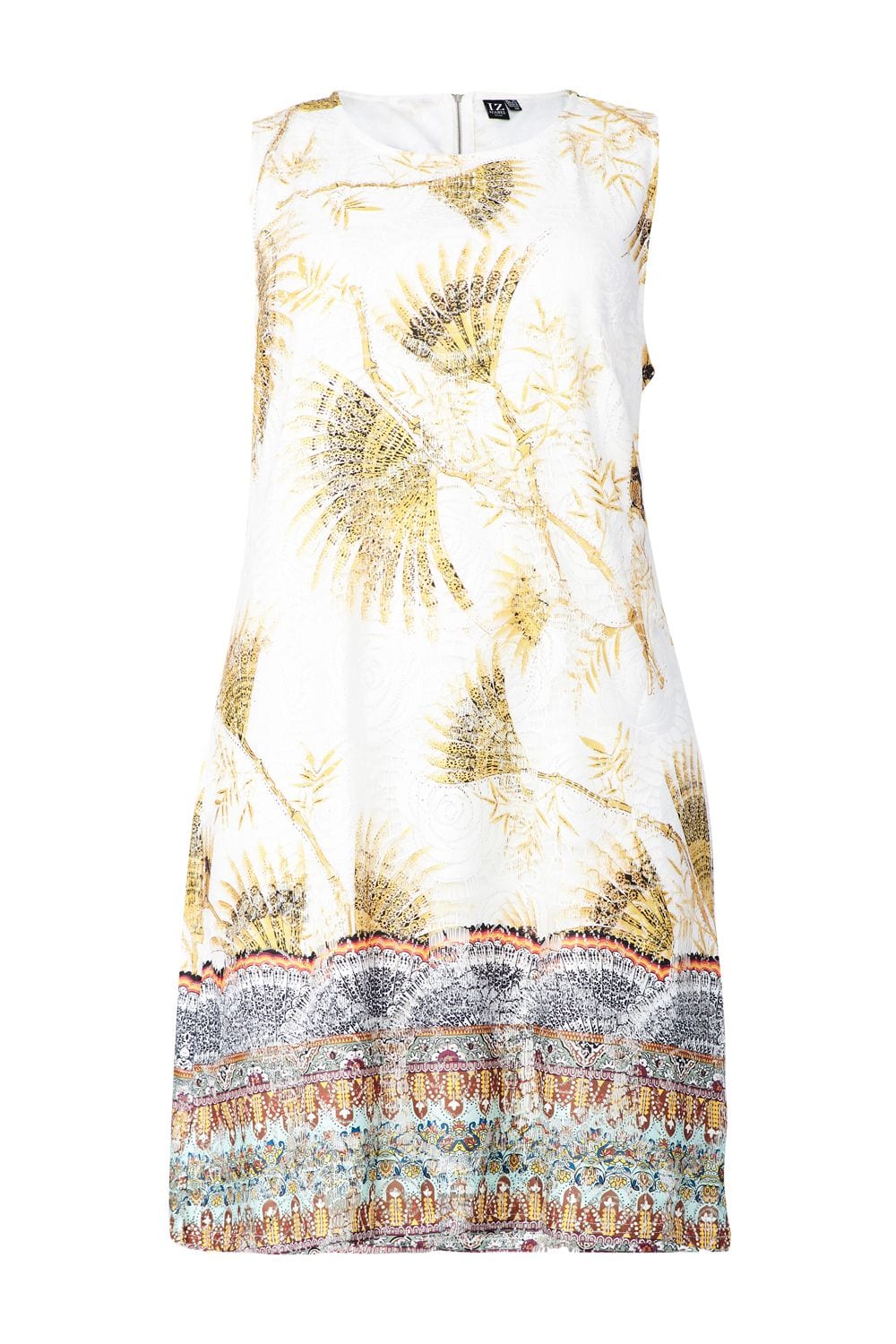 White | Curve Eastern Print Lace Shift Dress
