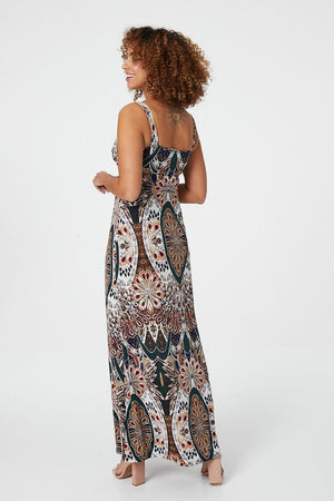 Green | Peacock Print Sleeveless Maxi Dress