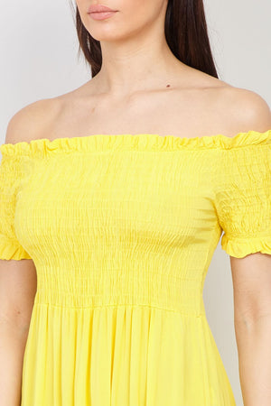 Yellow | Shirred Top Maxi Dress