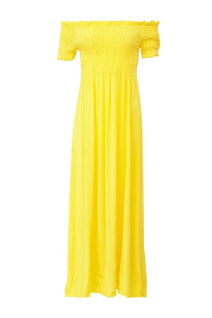 Yellow | Shirred Top Maxi Dress