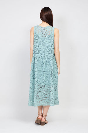 Green | Button Front Lace Midi Dress