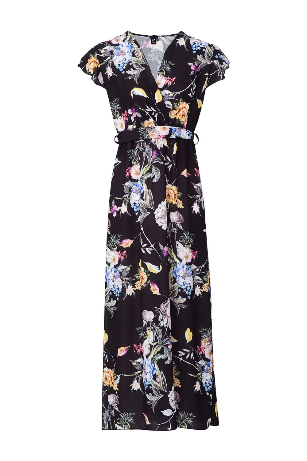Black | Floral Wrap FrontMaxi