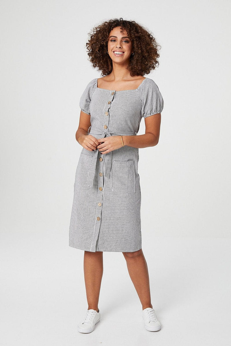 Square Neck Button Front Dress