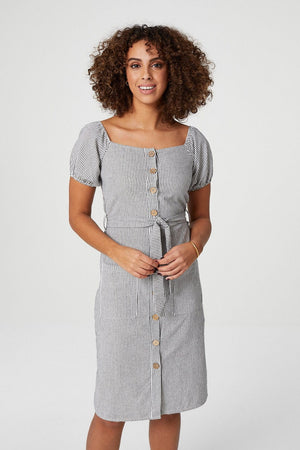 Square Neck Button Front Dress